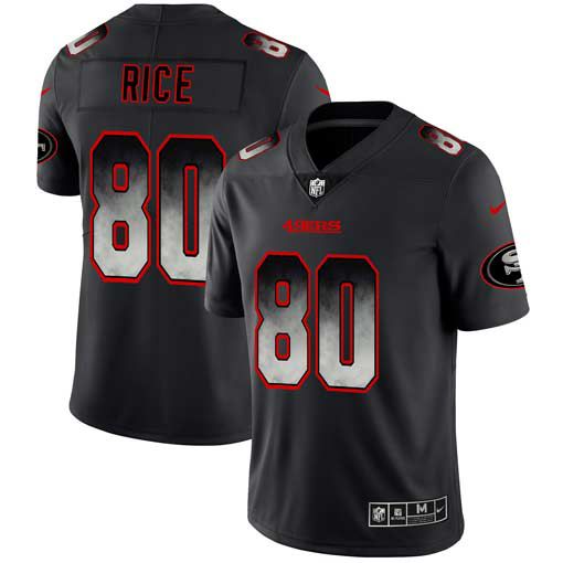 Men San Francisco 49ers #80 Rice Nike Teams Black Smoke Fashion Limited NFL Jerseys->san francisco 49ers->NFL Jersey